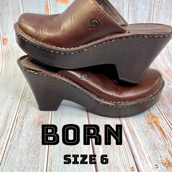 Born Shoes Born Womens Slipon Slip On Clog Mules Wedges Brown Tam